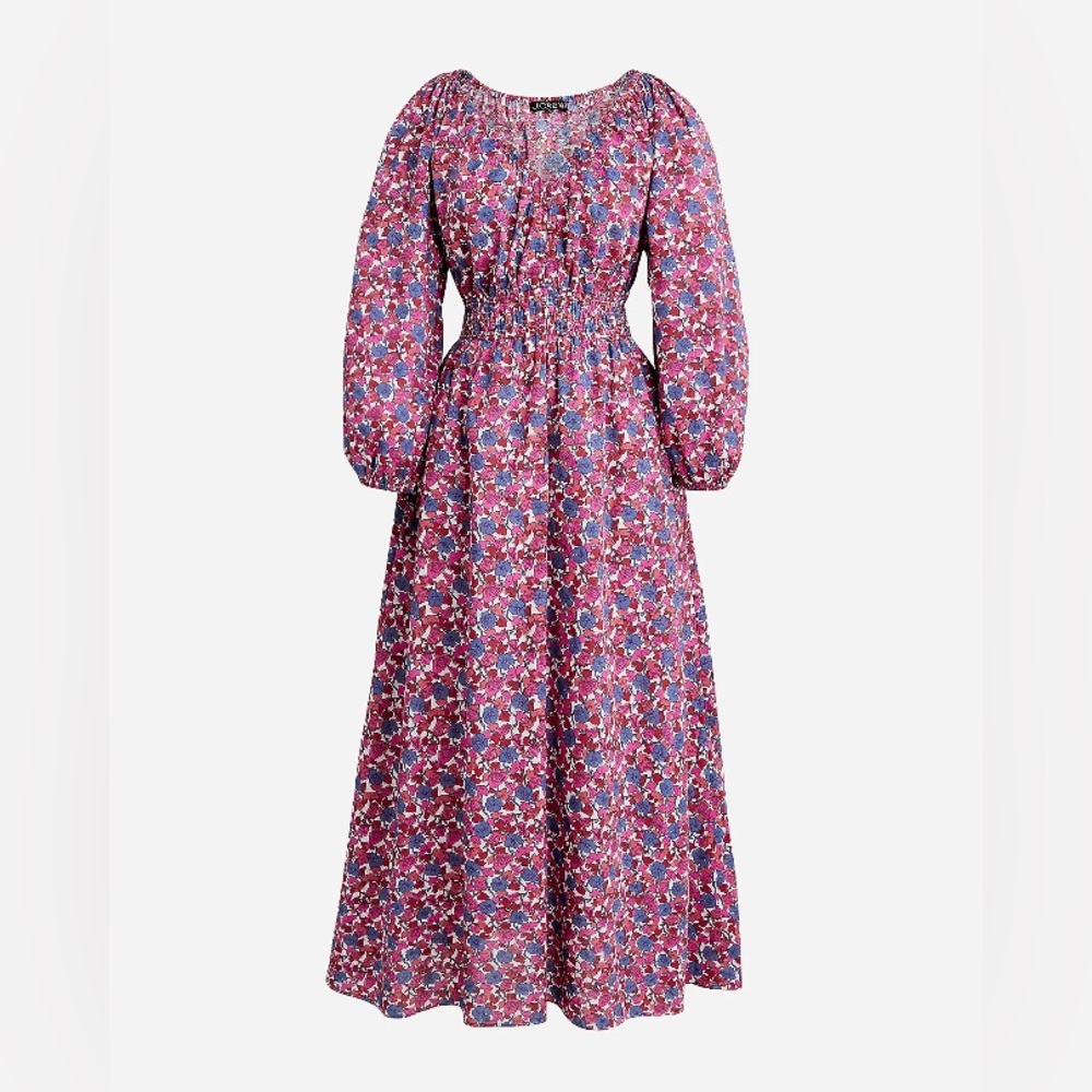 NWT JCrew v-neck midi dress in berry floral / size S